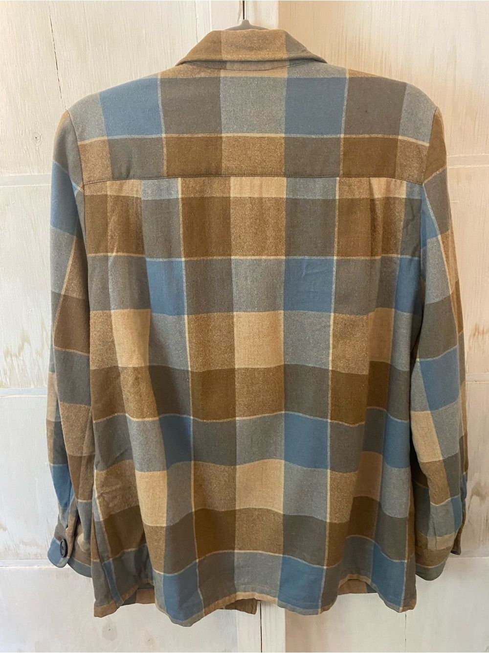 Vtg Pendleton Women’s 49er Medium Blue Plaid Button-Front Wool Jacket Work Chore - Picture 5 of 11